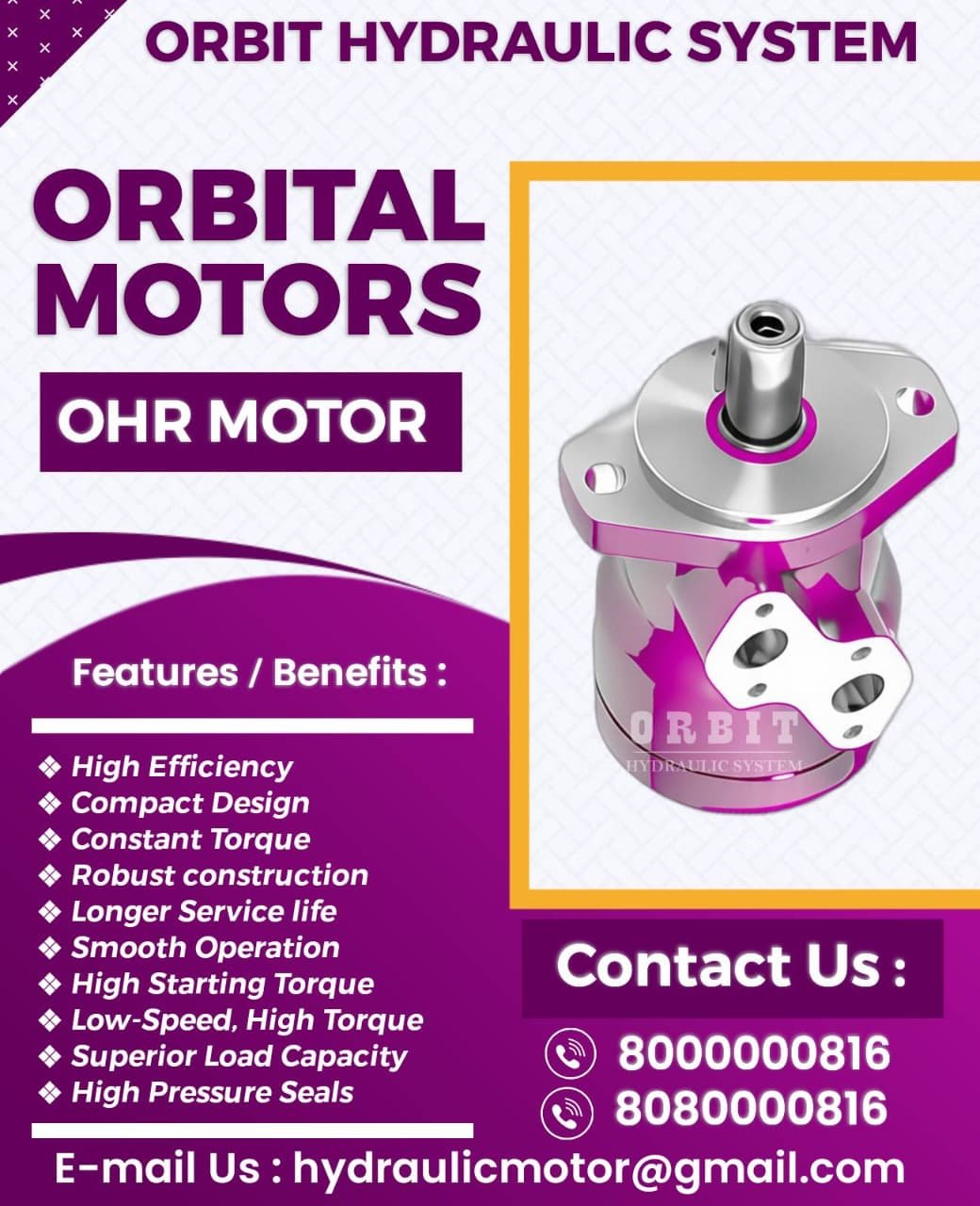OHR Orbit Hydraulic Motor Dealer in Ahmedabad Mumbai Pune Chennai Hyderabad Coimbatore Nashik Kolkata Bangalore India